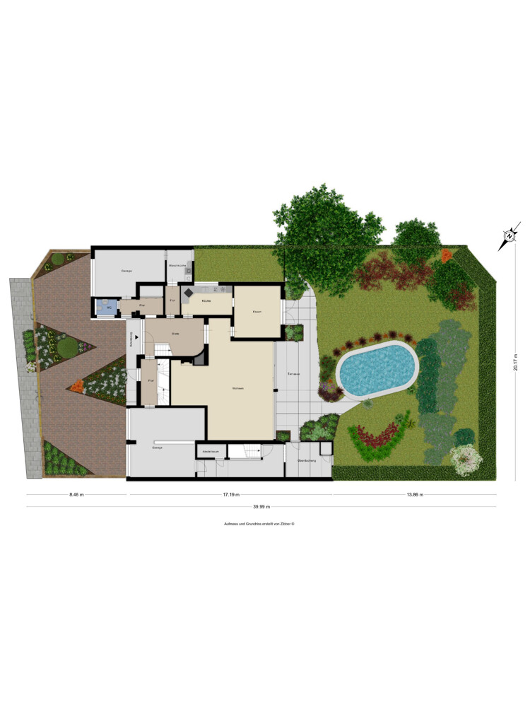 Grundriss EG Einfamilienhaus Wermelskirchen / Dh�nn