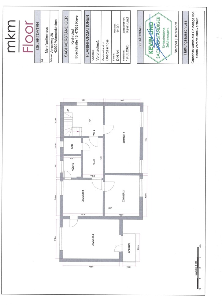 Grundriss Obergeschoss Mehrfamilienhaus Wermelskirchen