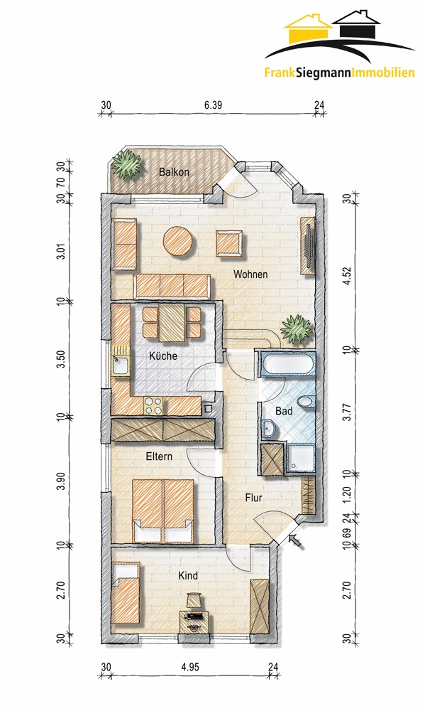 Grundriss 1 OG Etagenwohnung Wipperf�rth
